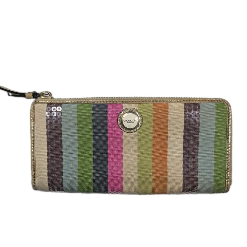Coach Striped  multi color long wallet